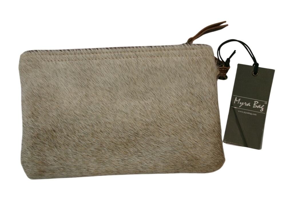 Myra Bag Hair On Cowhide Leather Wristlet Zip Pouch Clutch Wallet NWT